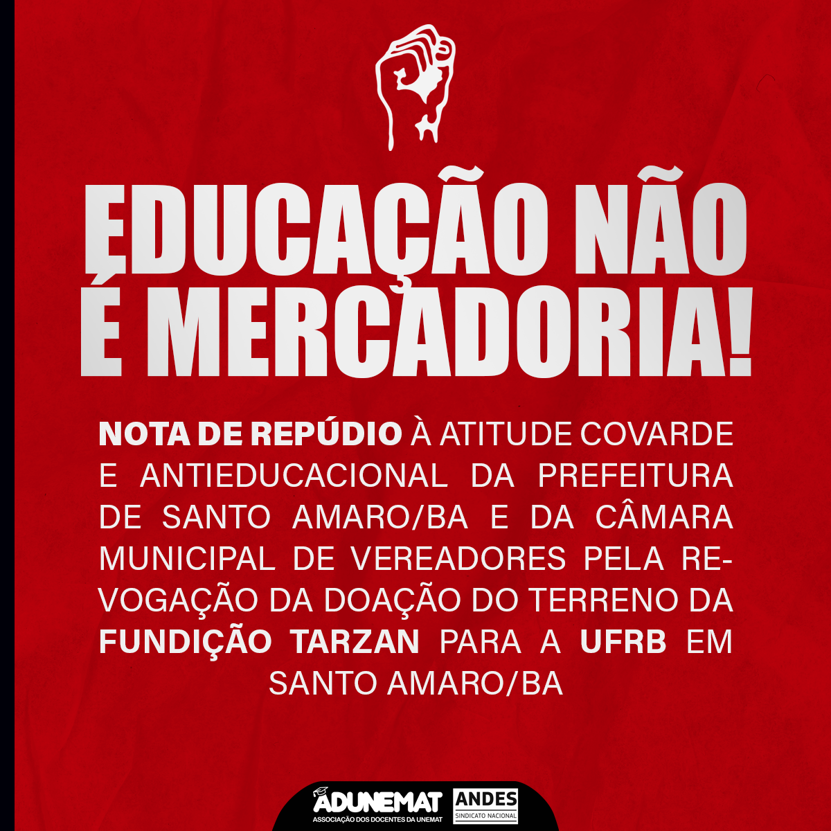 EDUCAÇÃO NÃO É MERCADORIA: NOTA…